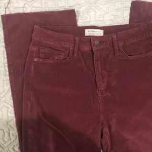 BCBG Corduroy Boot Cut Pants in Burgundy Size 28
